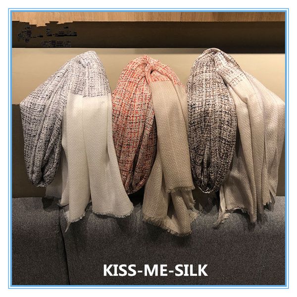 

scarves kms fine wool thin scarf autumn and winter fashion wild shawl dual function for women 100*200cm/100g, Blue;gray