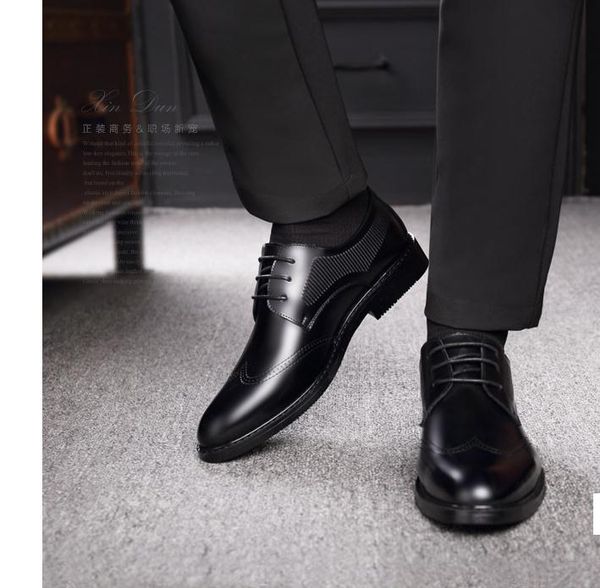 

2020 spring and autumn with new style fashion low heel pointed end men's shoes @op20, Black