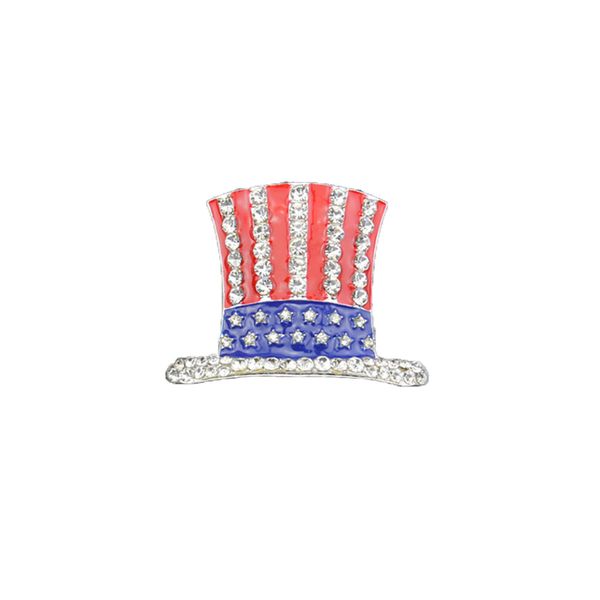 

100pcs/lot patriotic jewelry american flag brooches crystal rhinestone love heart hat brooch pins, Gray