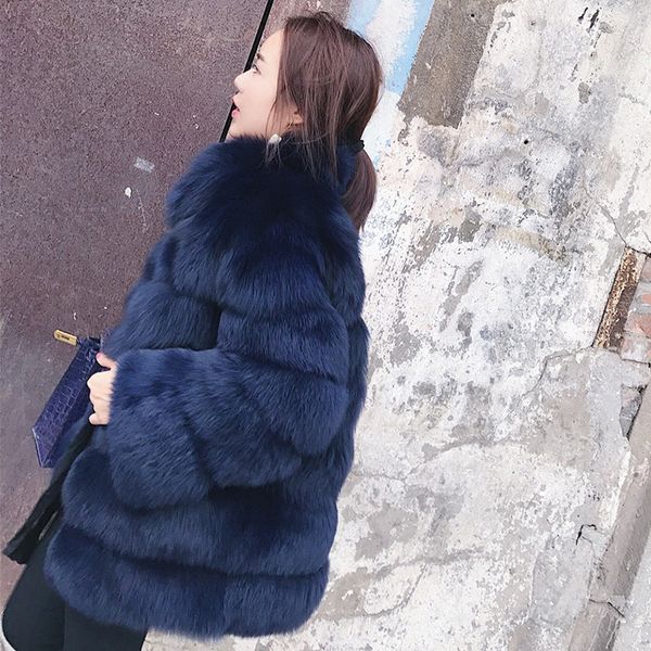 

elegant faux fur coat women 2020 winter warm soft female thick plush coat plus size outwear woman turn-down collar teddy, Black