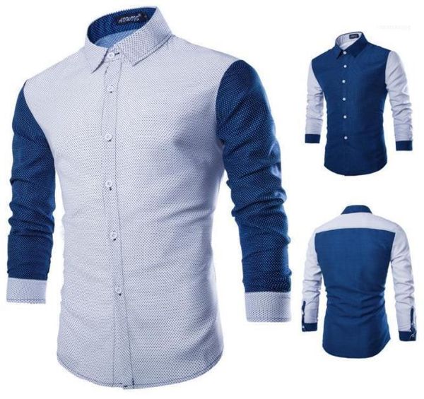 

shirts casual button long sleeve males clothing panelled mens casual shirts fashion polka dot print mens, White;black