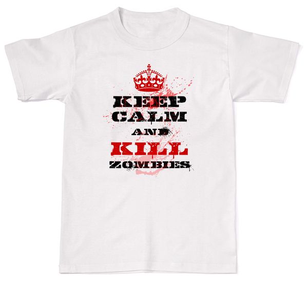 

keep calm и убить зомби дон geek mens женщин хлопка футболку майка