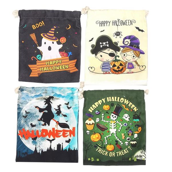 

4pcs halloween party drawstring gift bag party candy storage bag (random style