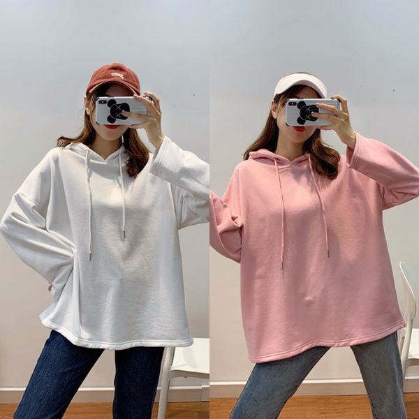

autumn new pullover sweatersweaterlazy style hooded sweater women's korean style simple pullover sweater large size loose long sleeve s, Black