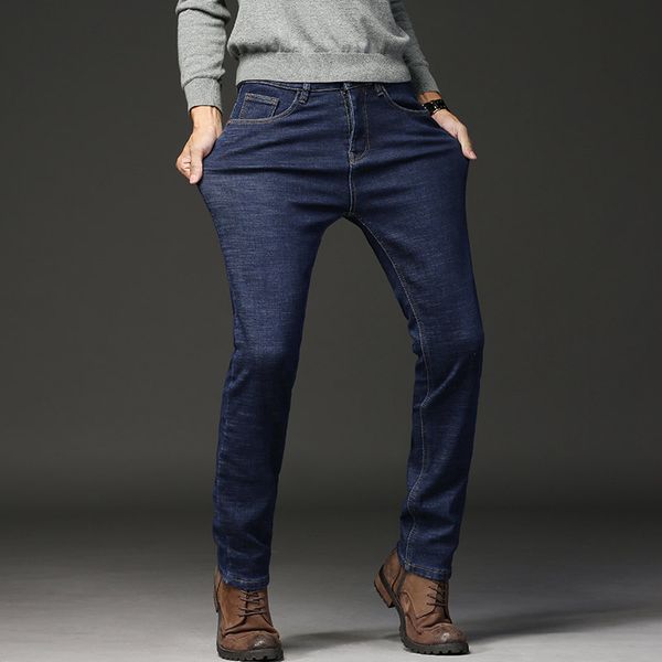 

2020 new men's spring summer thin light slight stretch straight fit jeans male blue black pants mens high quality