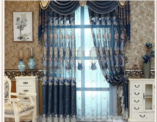 

2020 thickened chenille hollowed out embroidered curtain european curtain cloth window screen living room bedroom curtain finished