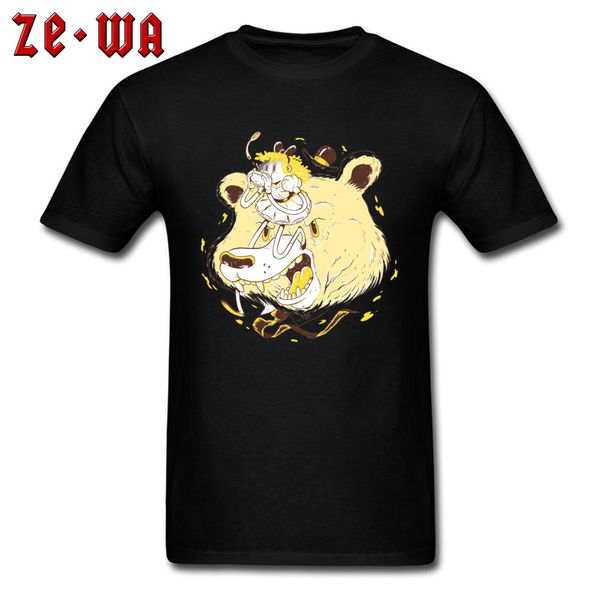 

100% cotton t-shirt men crazy bear tees print black funny student short sleeve tshirt geek summer t shirts custom clothing