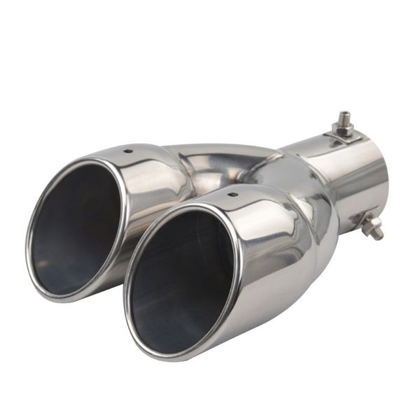 

muffler exhaust dual exhaust tip tailpipe 2.5 inch inlet 3" outlet 8.1" length polished stainless 1.2mm thickness (double wall s