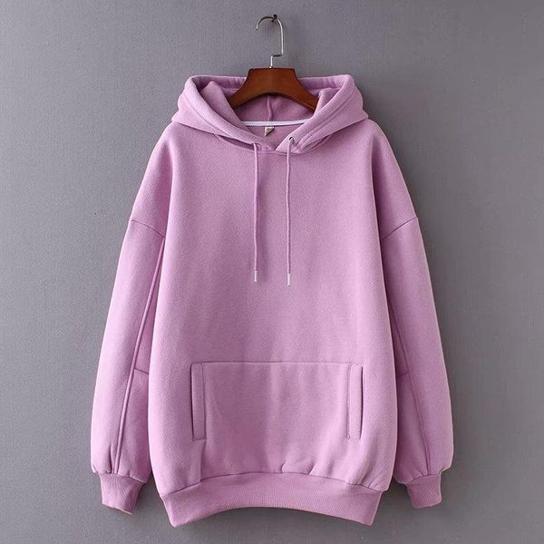 

2020 autumn purple casual hoodies women long sleeve sweatshirts fleece warm winter female loose pullovers streetwear ladies, Black