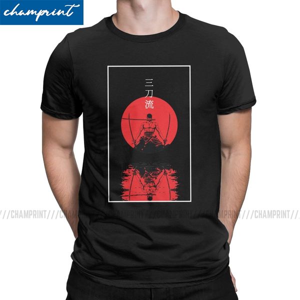 

men's santoryu zoro t shirt roronoa zoro swordman one piece manga vintage short sleeve round neck tee shirt summer t-shirt