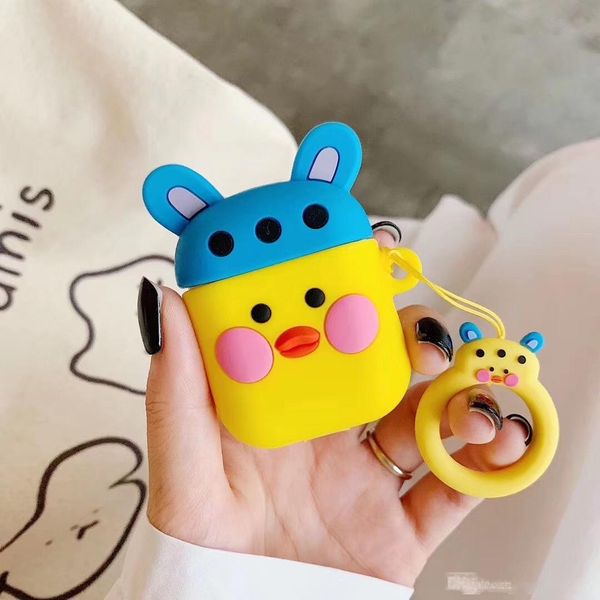 

3d cartoon duck case for apple airpods silicone case cover for airpods 2 charging box cover for air pods