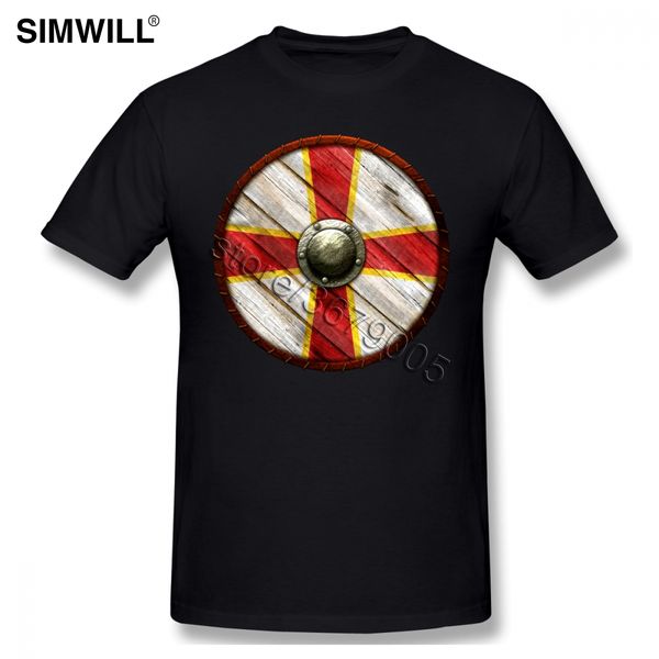 

viking shield t shirt men's funny short sleeve eco cotton tshirt round neck retro t-shirts plus size streetwear tee