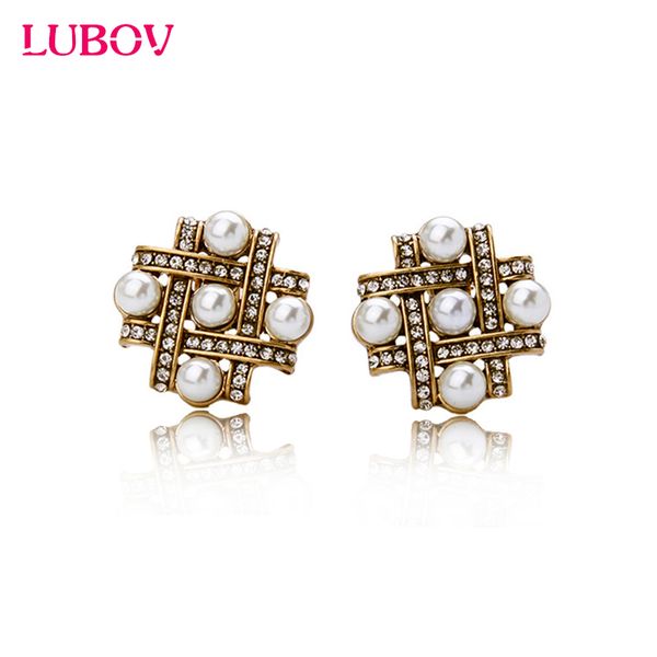 

simulated pearls stud earrings 2020 new alloy retro earrings new trending jewelry summer women statement accessories, Golden;silver