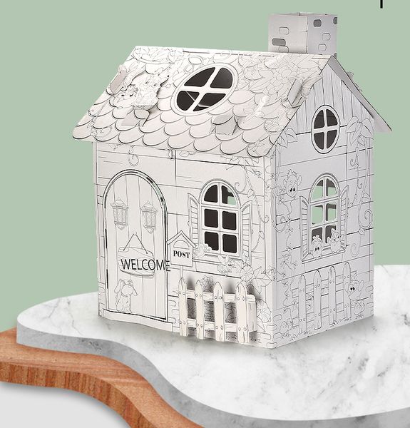 

дети ручная роспись граффити монтаж дома diy 3d villa paper собранный дом обучающие интерактивное картина логические игрушки подарочные