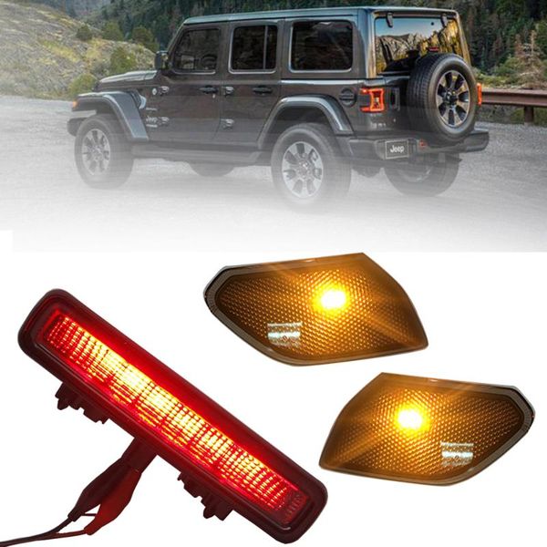 

led turn signal light & 3rd third brake light smoke lens led tail lights for wrangler jl 2020 2020 high mount stop