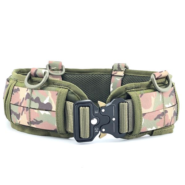 

army molle belt tactical battle belt soft padded shooting gear outdoor hunting cs training camo fighter, Black;gray