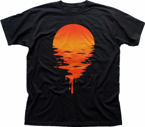 

sunset sunrise sun space sea long & short sleeve black t-shirt fn93292019 fashionable brand 411%cotton printed round neck t-shir