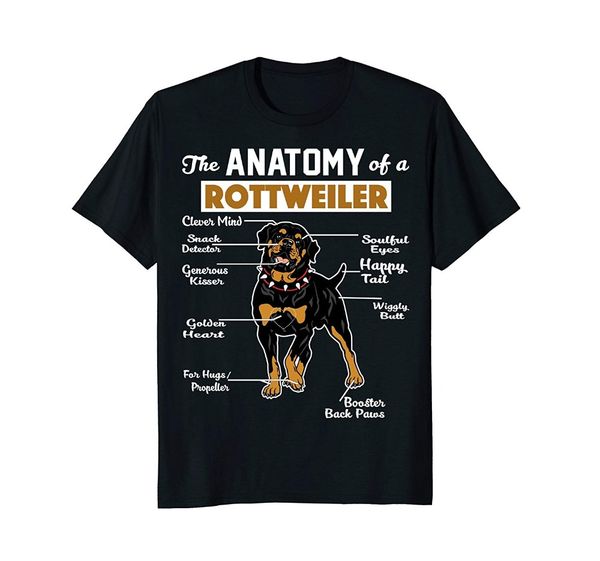 

brand 2020 male short sleeve cool designs selling men the anatomy of a rottweiler hip hop street wear t-shirt