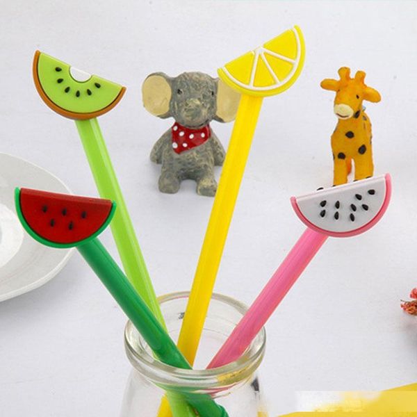 

watermelon lemon kiwi pitaya fruit neutral gel pens black ink writing pen school office supplies student gift
