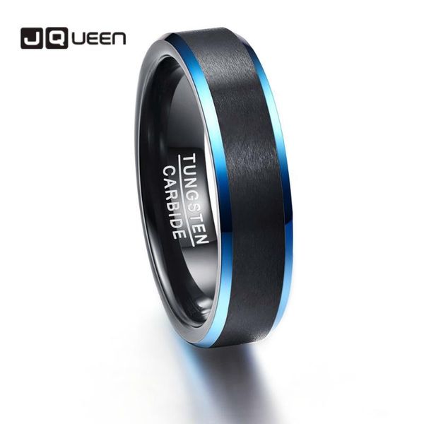 

wedding rings 100% tungsten carbide ring multi-size black matte surface blue promise band men middle anillos para hombres quality, Slivery;golden