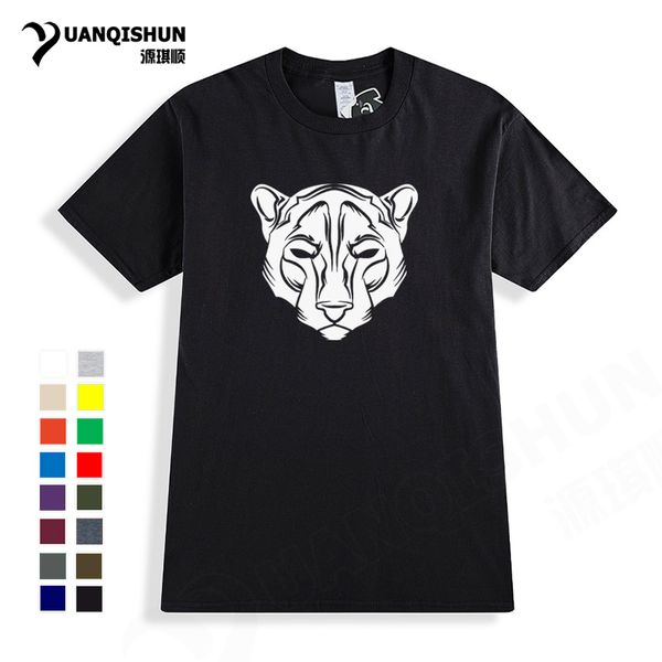 

fashion black panther head t-shirt animal print mens t-shirt street hip hop novelty short sleeves cotton tee