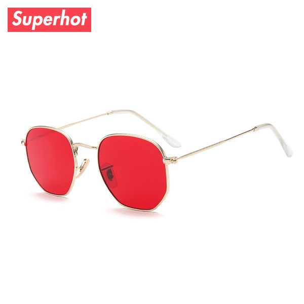 

sunglasses super eyewear - round hexagonal metal frame sun glasses men women red tinted gradient lenses shades uv400 16019, White;black