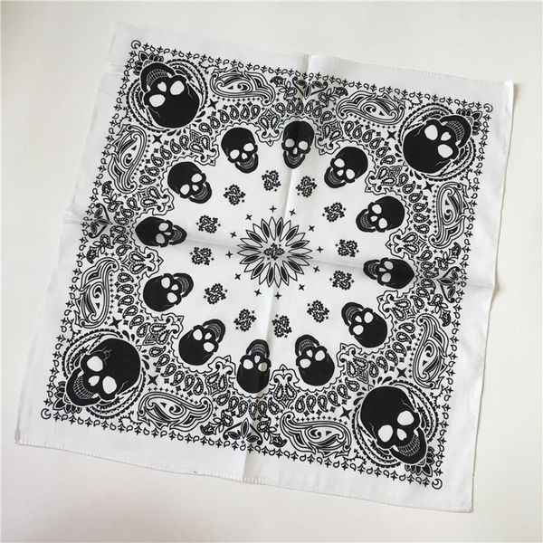 

more colorfull printed skull paisley geometric cotton bandanas women headband square scarf neckerchief headwear hairband bbytfu alice_bag, Black