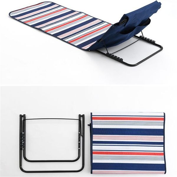 

outdoor pads striped portable folding beach lounger mat with backrest adjustable waterproof lightweight picnic grass cushions