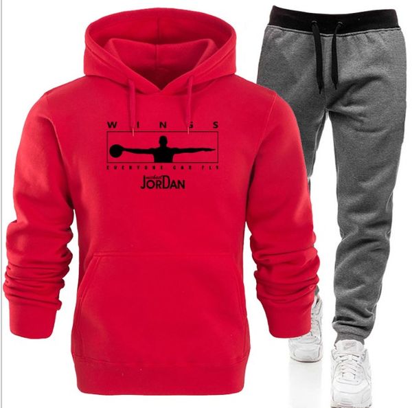 

в новом мужской моде новой повседневная спорт пуловер все вата толстовка двухсекционный + брюки спорт повседневной моды набор, Gray