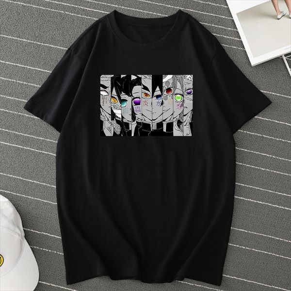 

аниме футболка мужчины graphic top demon slayer tshirt женщины 2020 лето с коротким рукавом тройник tops black tshirt прохладный японской од