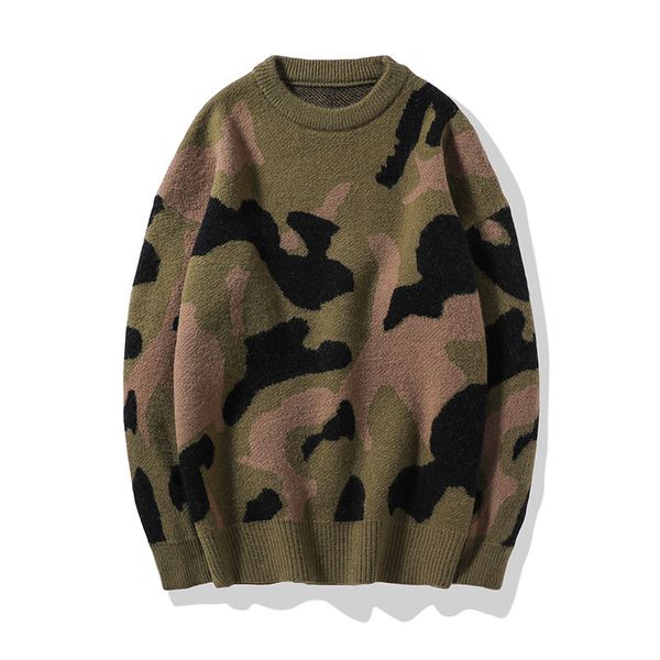 

2020 new fall winter cotton sweater men jumper casual pullovers men knitwear thick warm camouflage style mens pull sweaters, White;black