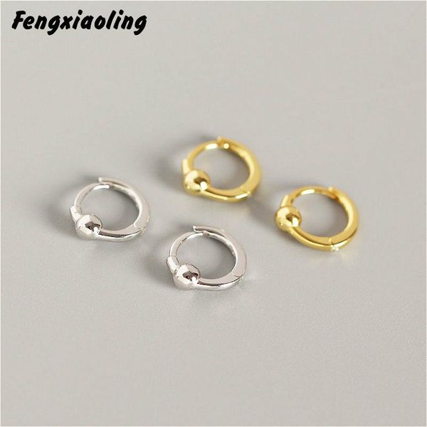 

hoop & huggie fengxiaoling 100% 925 sterling silver earrings simple geometry fashion for women 2021 statement, Golden;silver