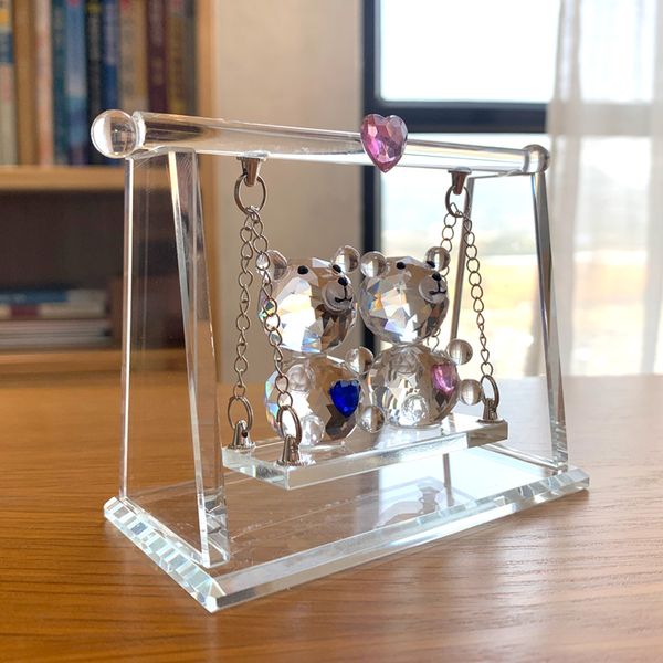 

crystal couple bear figurines , glass animal bear car ornament decor, mr. and ms. bear, valentine's day gifts for lovers