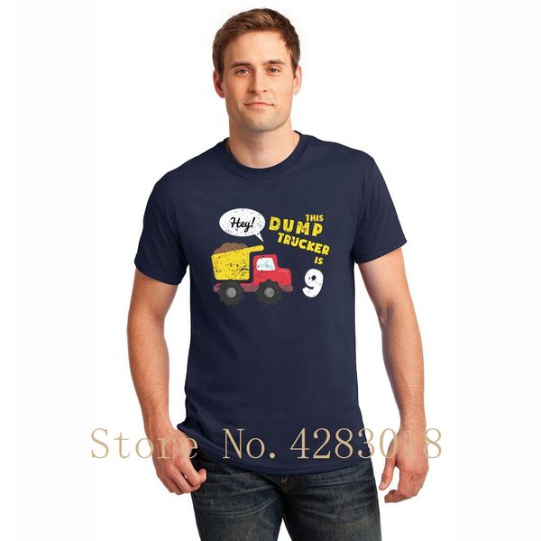 

9th birthday birthday party large dump truck construction t-shirt for men o neck printed cute tshirt clothes male awesome