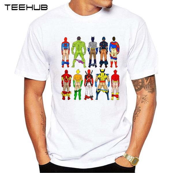 

teehub men's new funny super hero butts design short sleeve t-shirt cool printed hipster tee shirts