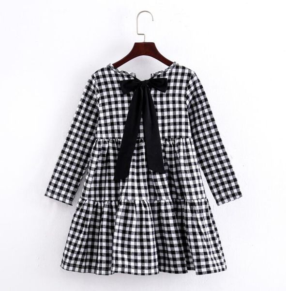 

white black plaid cotton baby girl dress long sleeves newborn baby girls toddler kids dress party princess wedding tutu, Red;yellow