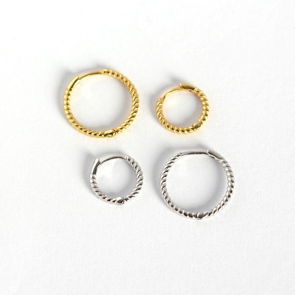 

junerain brand fashion korean earrings simple twisted lines stud earrings for women girl jewelry round circle 925 sterling silver earrings, Golden;silver