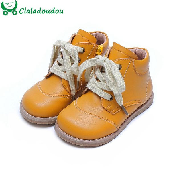 

14-19cm girls boys pu leather boots retro martin boots lace-up zip solid toddler autumn shoes baby casual ankle for 1-6y, Black;grey