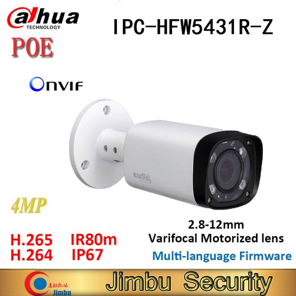 

dahua ip-камера poe 4mp h.265 ipc-hfw5431r-z варифокальный моторизованный объектив 2.8мм ~ 12мм wdr ик-80м камеры onvif