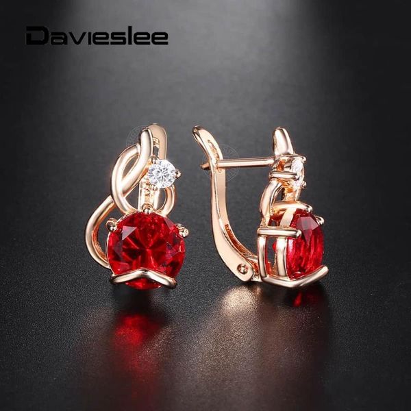 

stud stone studs earrings for women red 585 rose gold filled fire shaped inlay clear cubic zirconia ear jewelry lge268, Golden;silver