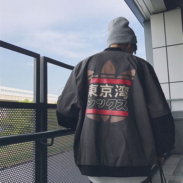 

men ma1 bomber flight jacket printed keep warm outwear trendy spring autumn hip hop youth male pilot flying coat overcoat size m-2xl, Black;brown