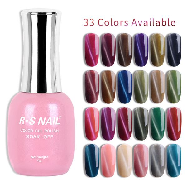 

nail gel rs uv polish 33 cat eye colors gellak magnet esmalte permanente vernis semi permanent hybrid varnish 15ml, Red;pink