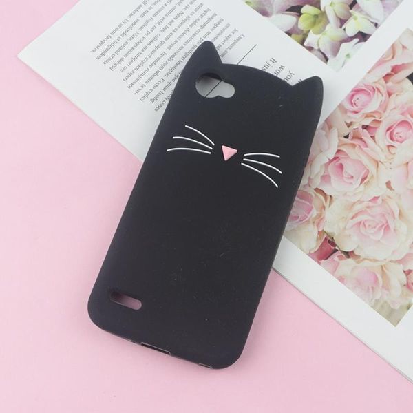 

3d cartoon glitter cat silicone phone case for lg q6 / q6 plus x600 /alpha m700 q6a ears bearded cat soft cover