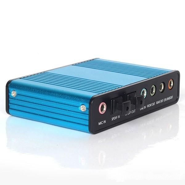 

deal new 1pcs blue 6 channel 5.1 external audio music sound card soundcard for lappc