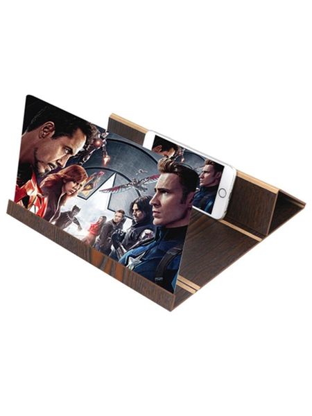 

12 inch lightweight wooden mobile phone screen amplifier magnifier enlarged cell phone display bracket holder stand - multicolor