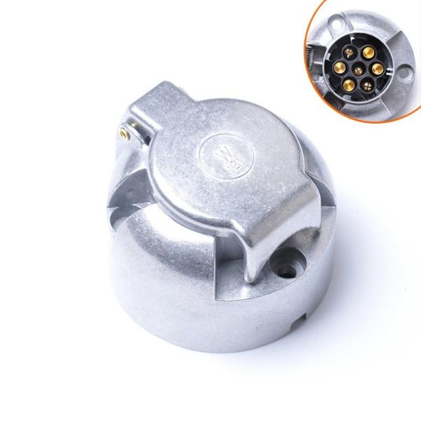 

12v 7 pin round aluminum trailer socket waterproof trailer towbar connector for light lamp car
