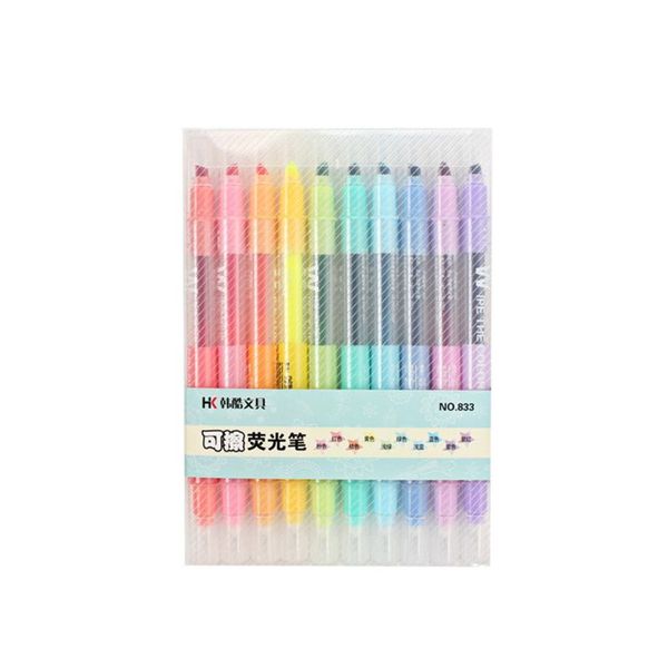

10pcs double-end erasable highlighter pen markers pastel liquid chalk marker fluorescent milkliner highlighters color, Black;red