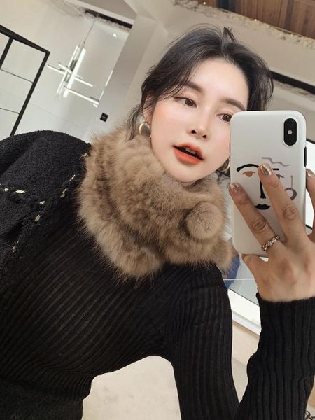 

sable scarf mink series female scarf female fur collar winter new style warm fashion size:62*22cm, Blue;gray