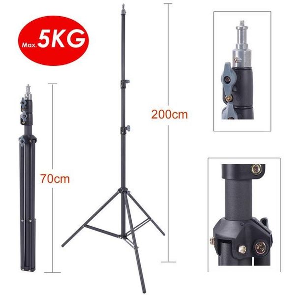 

p studio accessories 200cm heavy duty steel pgrahy studio light stand max load 5kg 6ft 2m for p video softbox bracket strobe