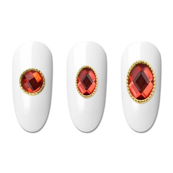 

nail art decorations zinxin 9pcs/lot red strass mxing collocation crystal rhinestones manicures oval circular golden metal gem decoration, Silver;gold